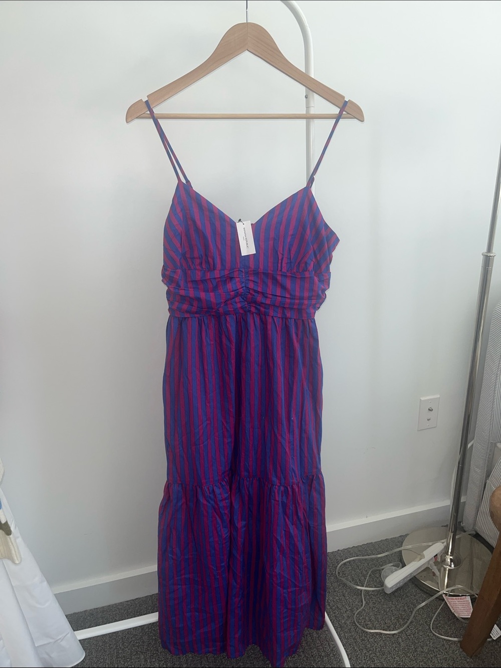 Banana Republic Purple and Pink Striped Maxi Dress